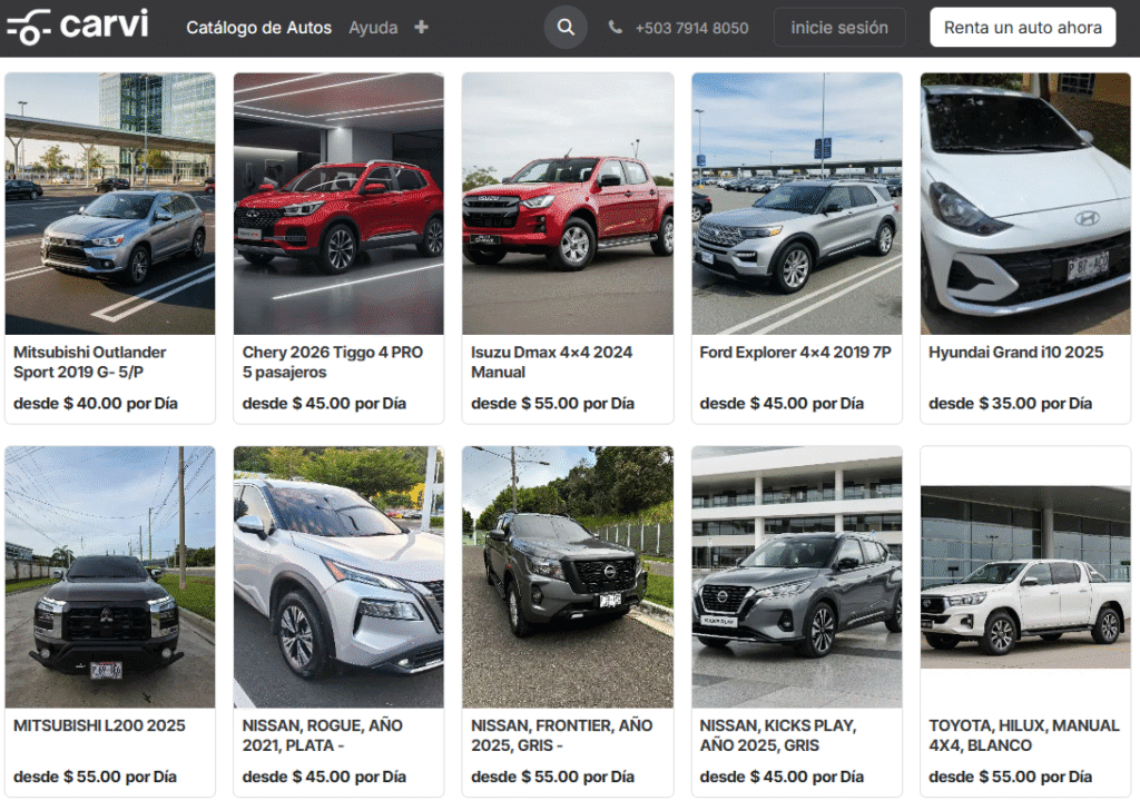 Rentar un Auto Carvi-rentar auto en El Salvador