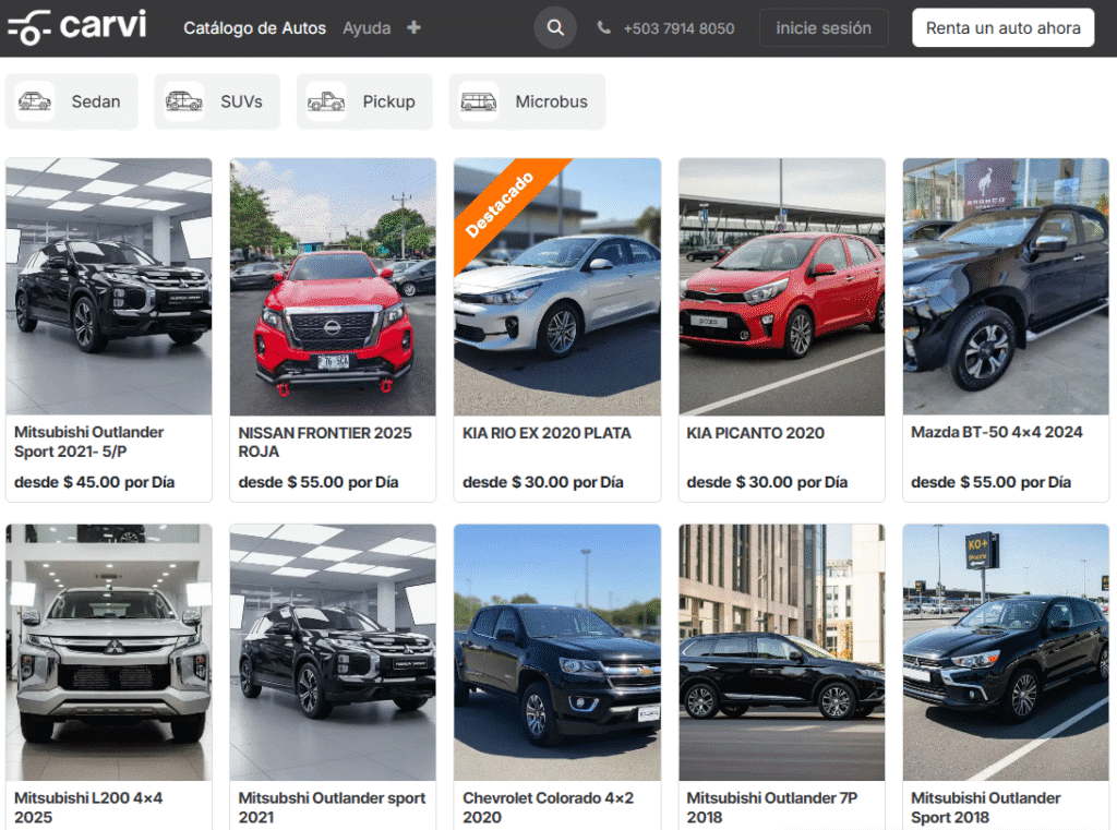 Rent a car Carvi Carvi vs Rentadoras in El Salvador